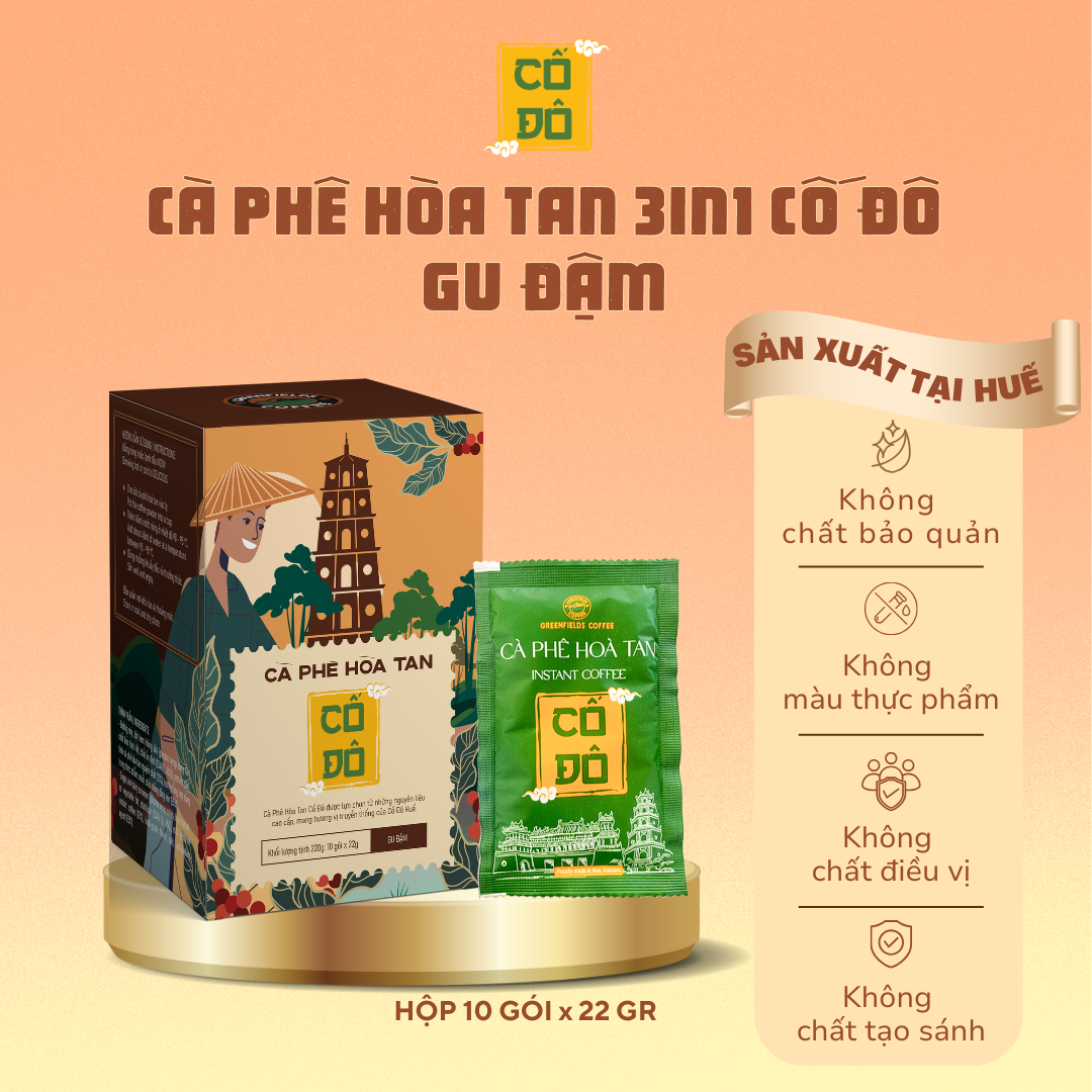 Hộp Cà Phê Hoà Tan Cố Đô 3in1 - Gu Đậm (10 gói x 22g)